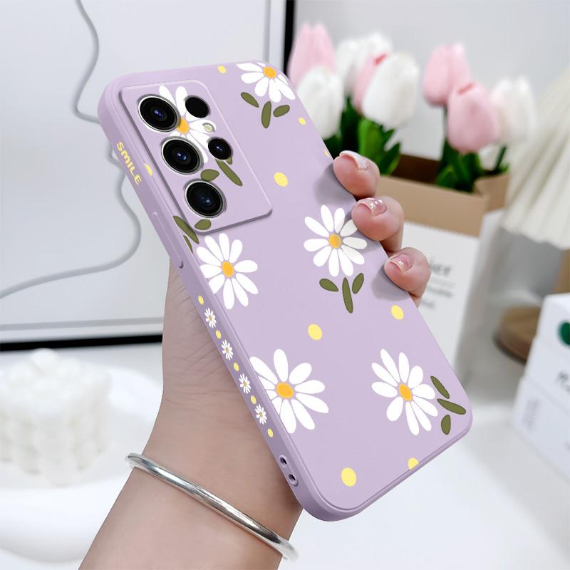 Elegant Daisy Phone Case For Samsung Galaxy S25 S24 S23 S22 S21 S20 S10 S10E Ultra Plus FE Note 20 Ultra Plus Cover
