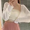 Knitted Sunscreen Cardigan Thin Women's Summer Shawl Over Ice Silk Short Top White Hoodie Small Shoulder Coat