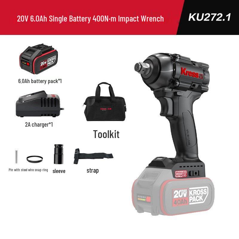Kasheng KU272 Деревообработка 20В Электрический Ударный Гайковерт, Высокий Крутящий Момент, Бесщеточный, Литий-ионный Аккумулятор, Перезаряжаемый.