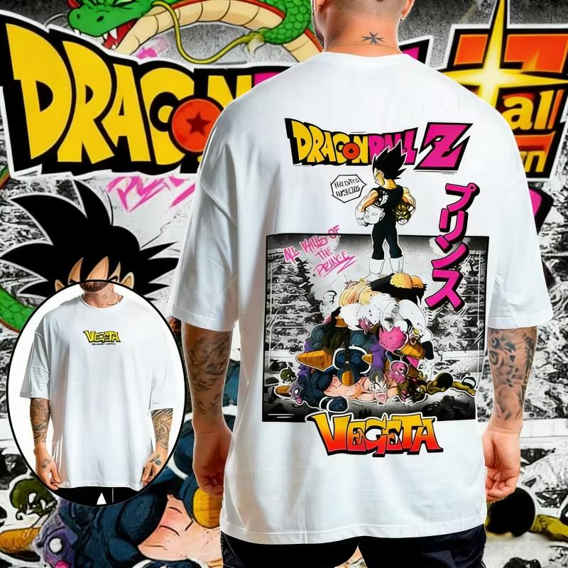 Dragon Ball Z Trendy Hot Items Retro TShirt Oversized Unisex Kids Harajuku Style Sports Tee with Vegeta Comic Print Y2k