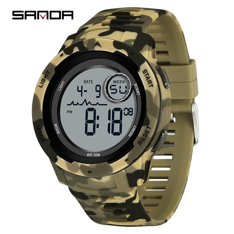 SAMDA Watch спортивные водонепроницаемые электронные часы камуфляжные многофункциональные электронные часы