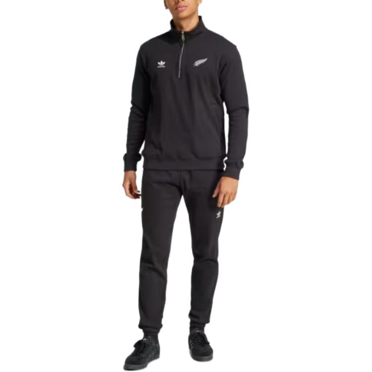 Adidas Мужская футболка Originals X All Blacks Essentials с длинным рукавом и вафельным узором на молнии JD4076