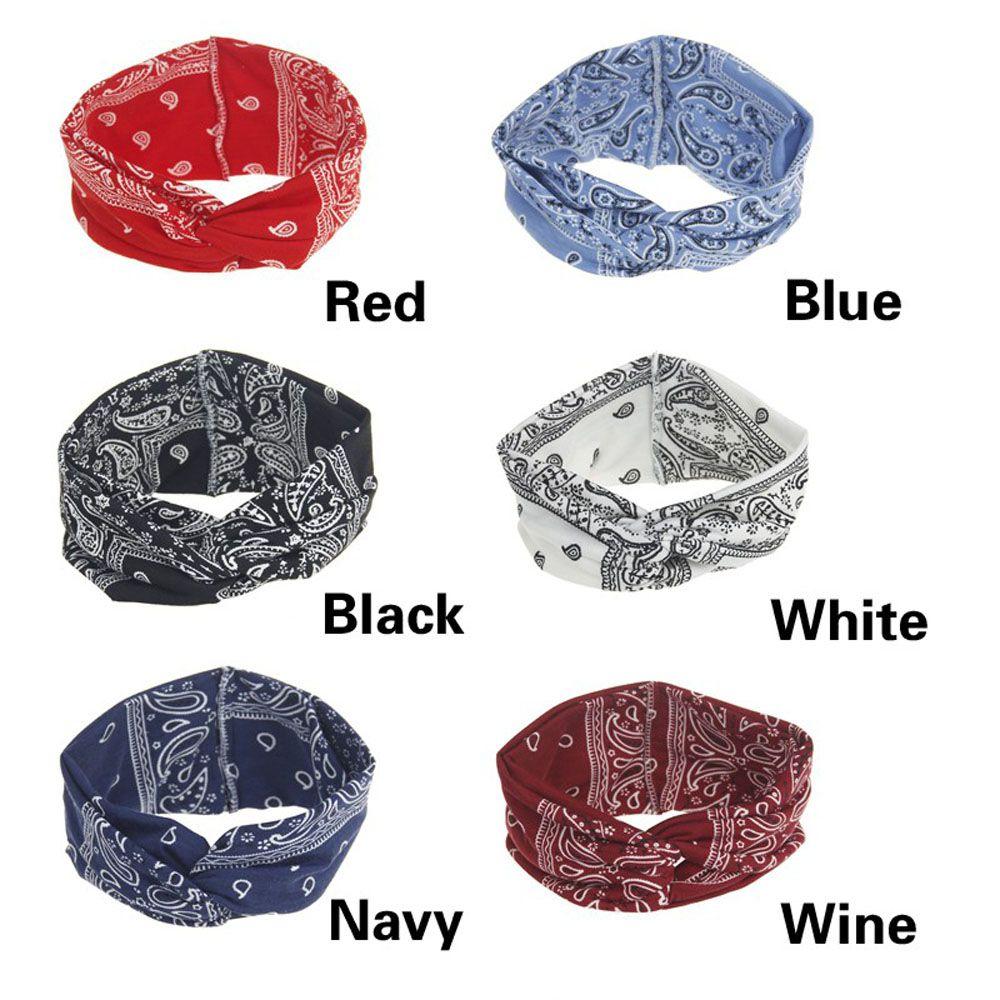 Sweet Elastic Girls Women Hair Accessories Cashew Flower Print Bandanas Turban Headband Hairband