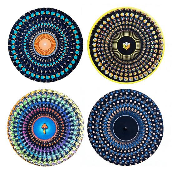 1/2 шт. Анимированный зоотропный слипмат 12 дюймов Матовый диск для проигрывателя с оптической иллюзией Анимированный виниловый слипмат с эффектом движения зоотропа Кинетический визуальный проигрыватель