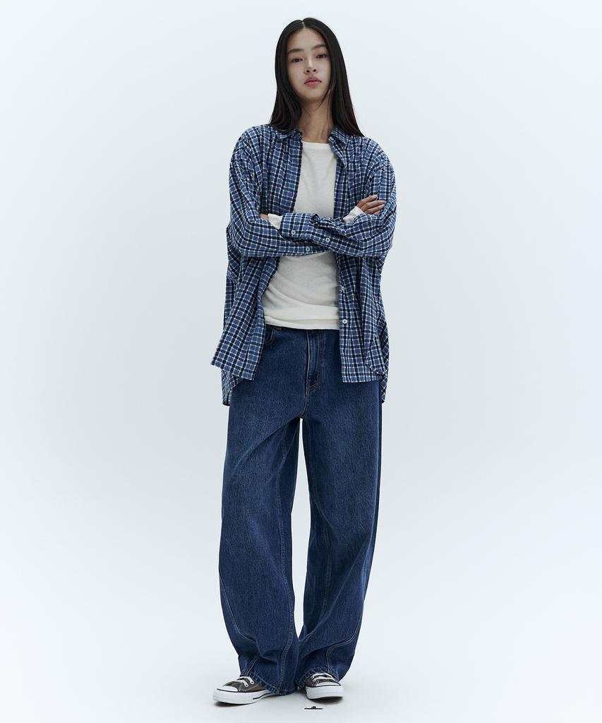 CITYBREEZE Washed Curved Wide Denim Pants_Blue