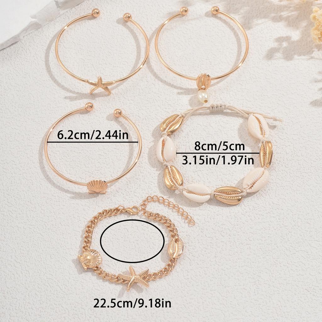 Women All Match Ocean Series Shell Starfish Bracelet Cuff