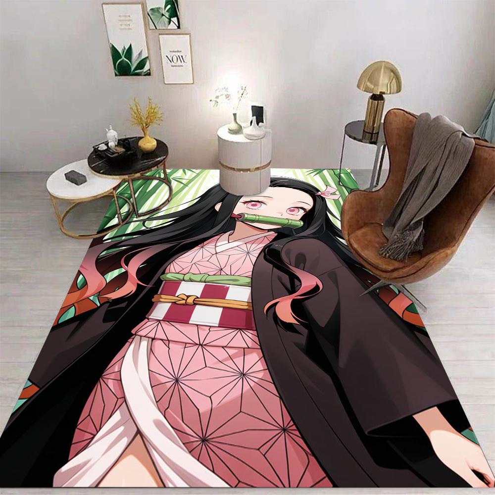  Demon Slayer Carpet Cartoon Living Room Bedroom Kitchen Sofa Table Balcony Rug Non-slip Washable Mat Exquisite Ornaments