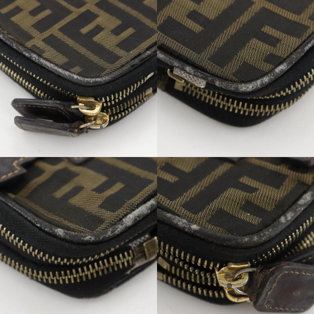 FENDI Folding vanity Pouch Zucca Brown Nylon canvas Women Used