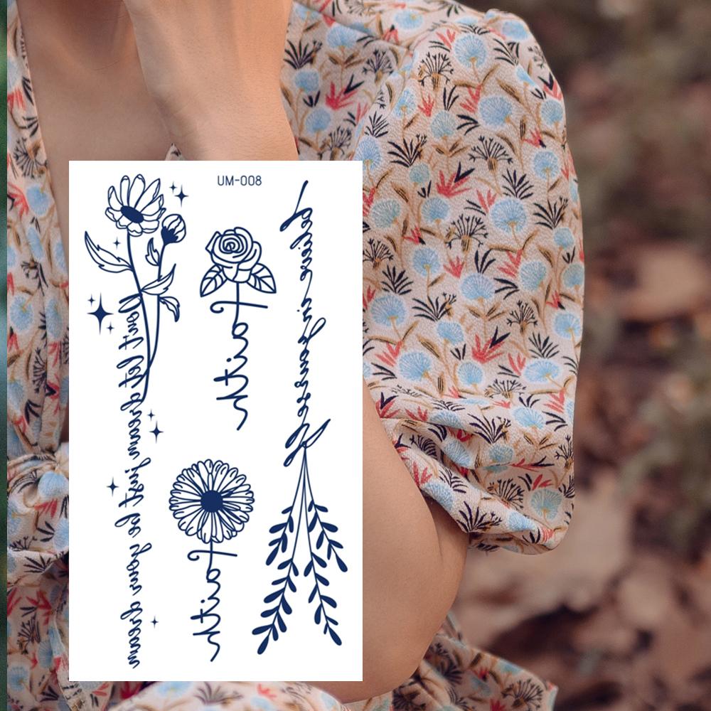 1 лист, полупостоянные реалистичные водонепроницаемые и съемные татуировки в виде трав, женские татуировки на спине, долговечные