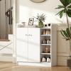 Shoe Rack for 12 Pairs, 4 Open Shelves, 2 Doors, Adjustable Shelves, 83x30x90cm, White