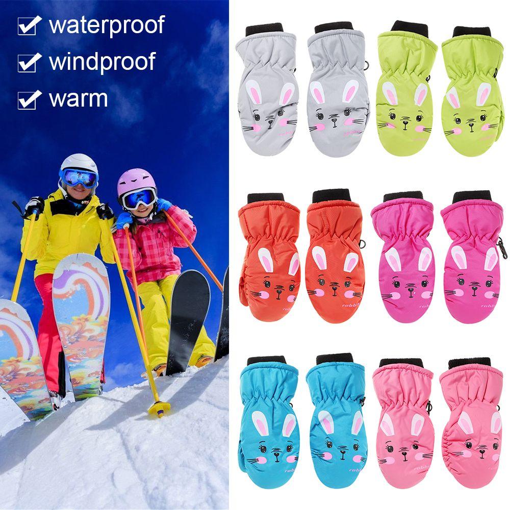 Fashion Non-slip Windproof Children Boys Girls Thick Warm Kids Ski Gloves Waterproof Sports Mittens