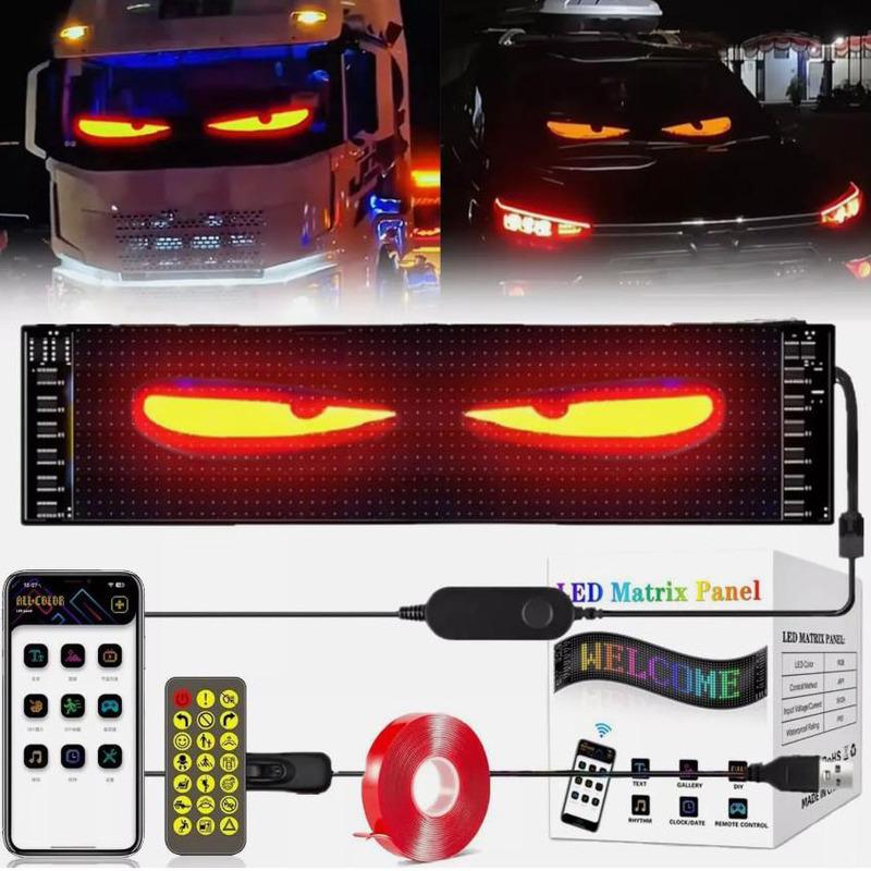 LED Truck Car Dynamic Devil Eye Light Board Windshield Rectangle Flexible Display Light DIY Programmable Bluetooth App Control