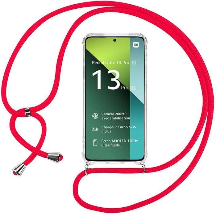 Coque - E.F.CONNECTION - Pour Xiaomi Redmi Note 13 Pro 5G - AntiChoc - Protection Renforcée - Cordon Rouge