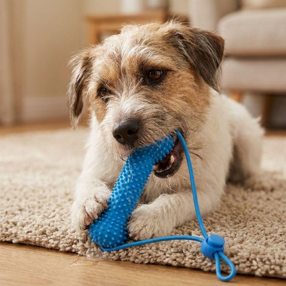 with Rope Dog Teething Stick Bite-Resistant Interactive Dog Toy Pet Teeth Cleaning Toy Self Happy