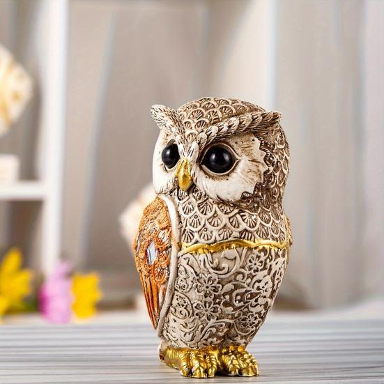 Статуэтка совы Реалистичный вид Животная тематика Орнамент Коллекционная фигурка совы Домашний декор Аксессуар для офисного стола