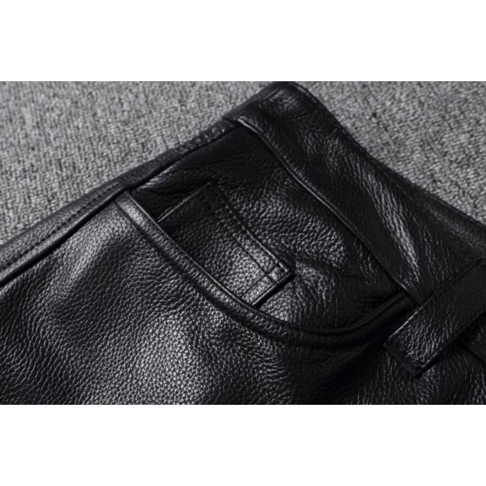 Китайский размер Винтажные черные натуральная воловья кожа брюки мужские мотоциклетные байкерские кожаные брюки осень-зима мужские кожаные брюки