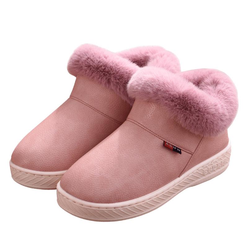 Women Boots Waterproof Winter Warm Fur Ankle Boots Couple House Thick Soled Warm Cotton Shoes Woman Botas Mujer Zapatos