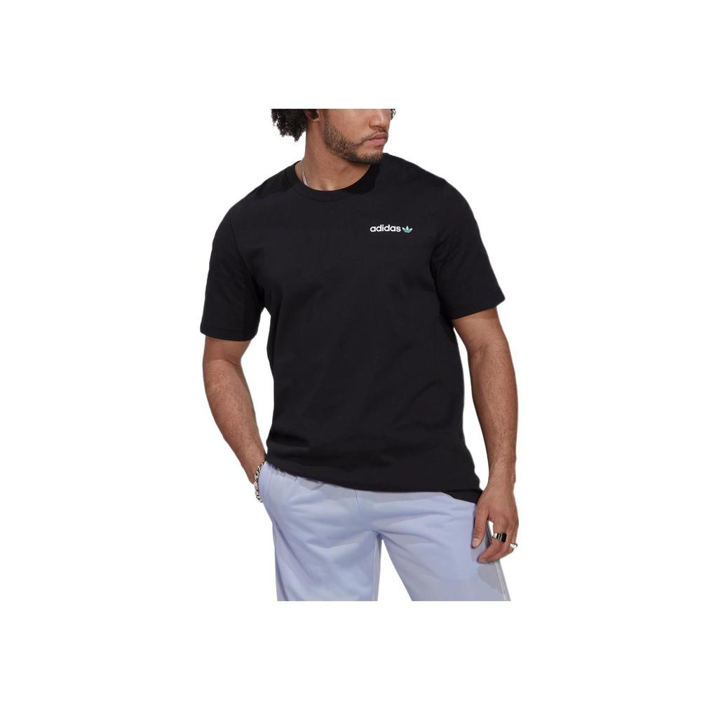 Adidas Originals Trefoil Back Sailboat Graphic Print Crew Neck T-Shirt Men Tops Black HR7907