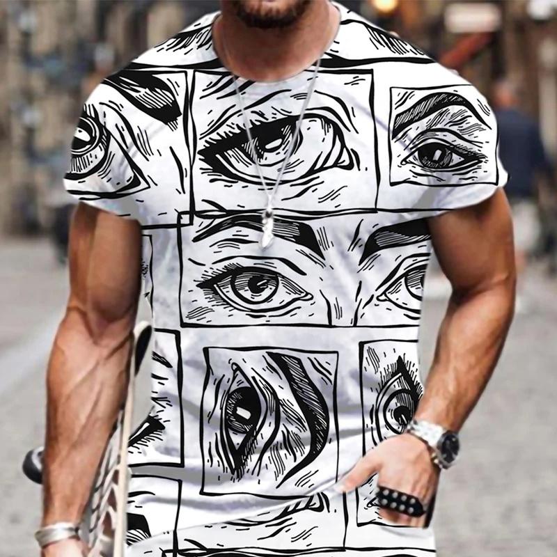 Летняя тенденция ресницы граффити 3D печатная футболка для мужчин повседневная модная футболка уличная мужская дизайнерская одежда негабаритные футболки