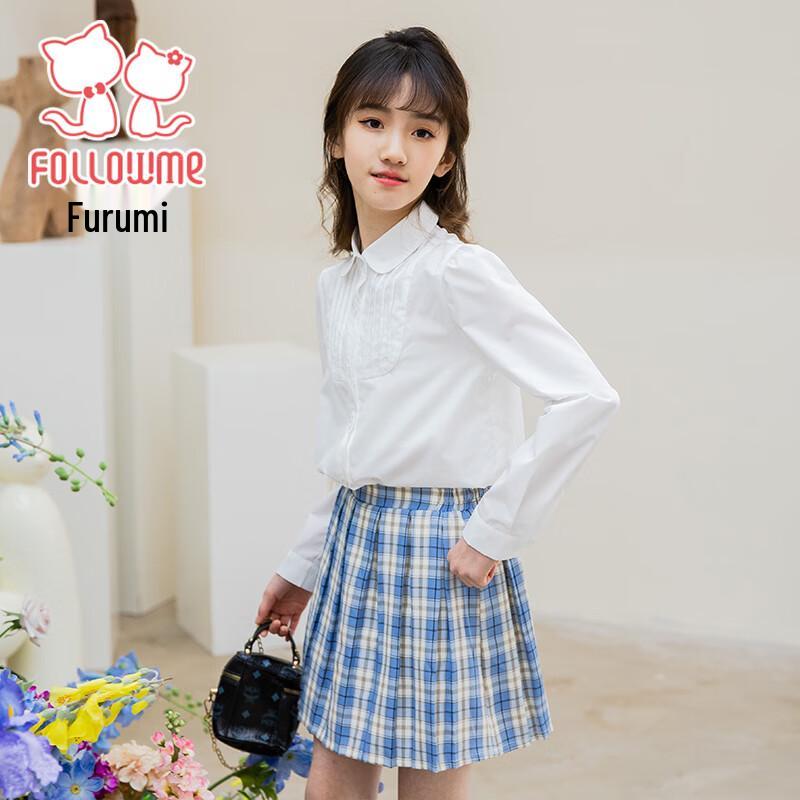 Fulo Mi Girls' Peter Pan Collar Long Sleeve Shirt