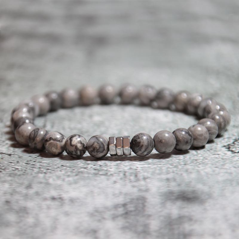 New 3 Styles Beaded Bracelet For Men 6mm Onyx Map Hematite Stone Yoga Meditation Healing Braslet Erkek Bileklik Pulseria Hombre