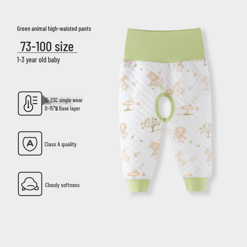 Boys' and Girls' Padded Winter Pants - Warm, High Waist, Open Crotch, Cotton for Belly Protection