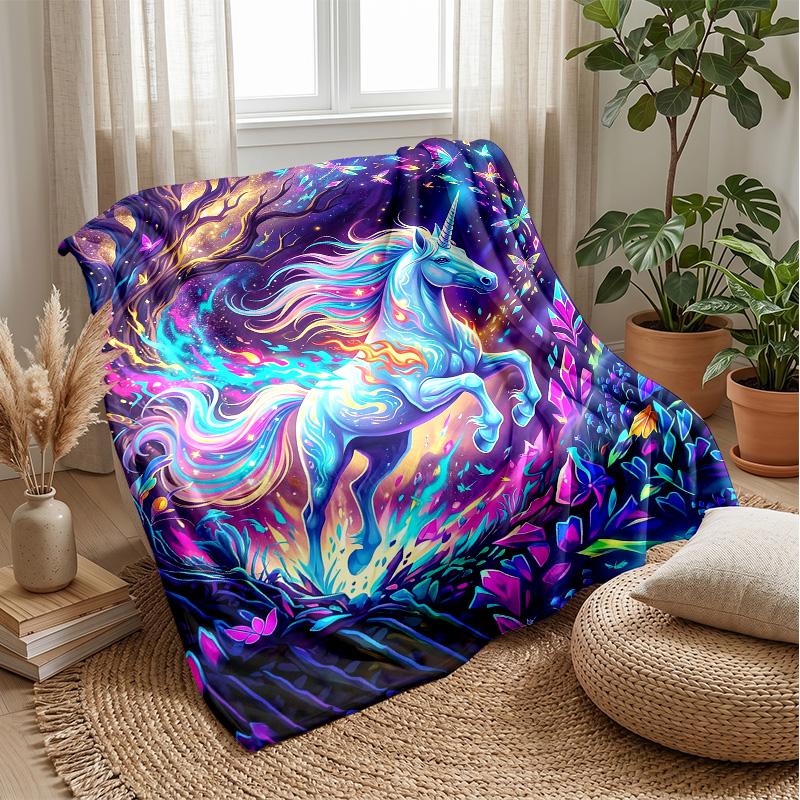 Fantasy Sea Unicorn Theme blanket Lightweight Warm Flannel Blanket Decorative Throw Blanket for Home Decoration