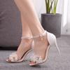Ankle Strap White Flower Dance High Heels Women Sweet Bride Sandals Ladies Party Club Wedding New Female Dress Shoes