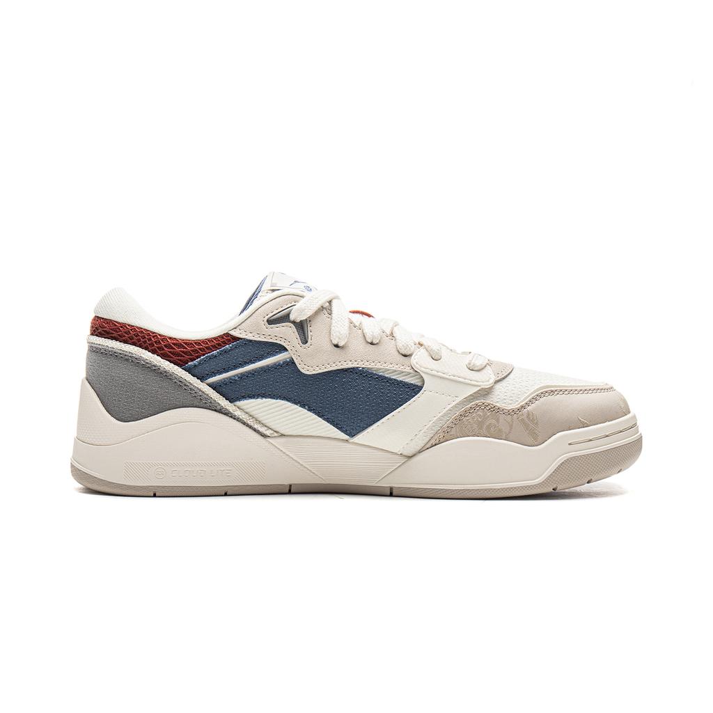 Li Ning Moon White 3 Versatile Retro Fashion Classic Trend Thick Sole Sneakers Non-Slip Shock Absorbing Wear-Resistant Low-Top Skate Shoes AGCV077-14