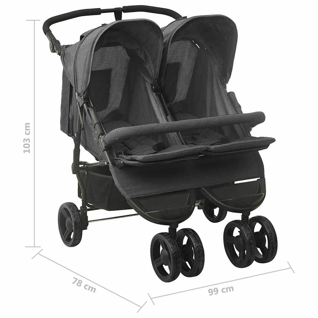 Twin Stroller Anthracite Steel