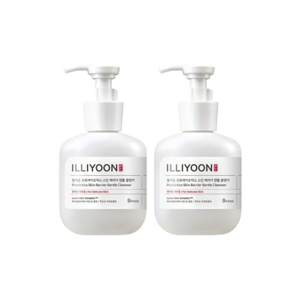 ILLIYOON Probiotics Skin Barrier Gentle Cleanser 300ml x 2ea Set | pH-Balanced Hypoallergenic Feminine Wash for Sensitive Skin
