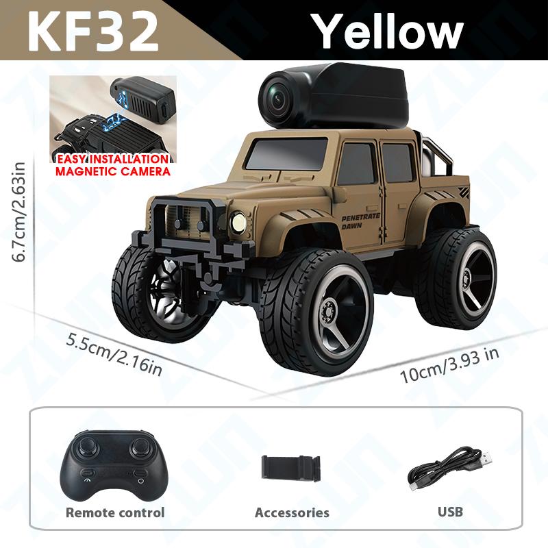 AAYB1 KF32 1:64 RC Mini Climbing Alloy Video Car With LED Light  and HD Camera Radio Remote Control Vehicle Toy for Kids Best Gift