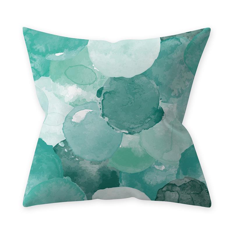 Decorative Green Throw Pillow Teal Blue Leaf Cushion Geometric Pillowcase Nordic Home Decor Sofa Living Room Polyester Pillow