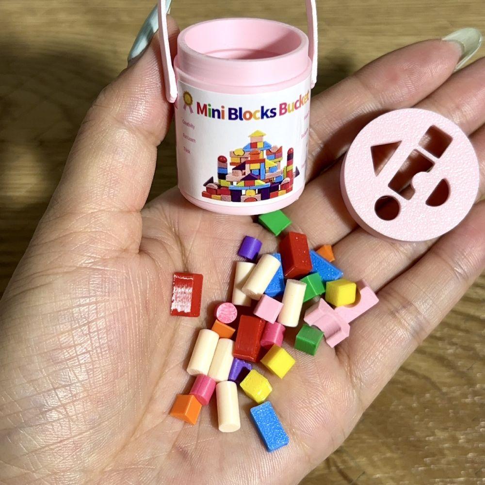 Miniature Size Dollhouse Building Blocks Plastic Doll Building Block Bucket Gift