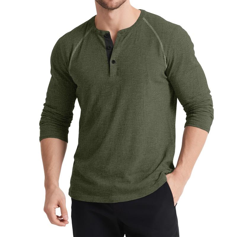 Men S Vintage Long Sleeve Henley Shirt Casual Base Layer