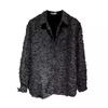 Men Shirt Long Sleeve Solid Color Fuzzy Tassel Button-down Cardigan Mid Length