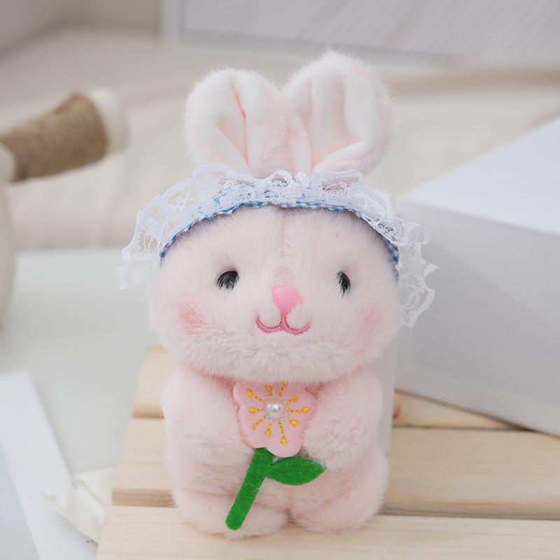 Fluffy Plush Rabbit Keychain Cute Teddy Bear Stuffed Toy Keyring