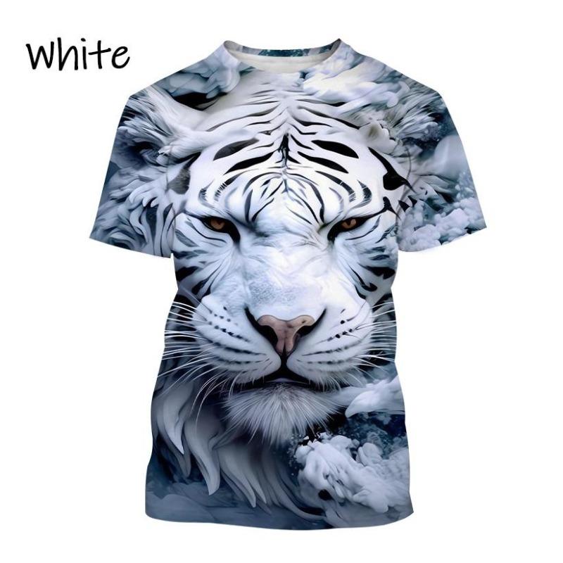 Мужская повседневная футболка с коротким рукавом с принтом White Tiger Series, мужская футболка
