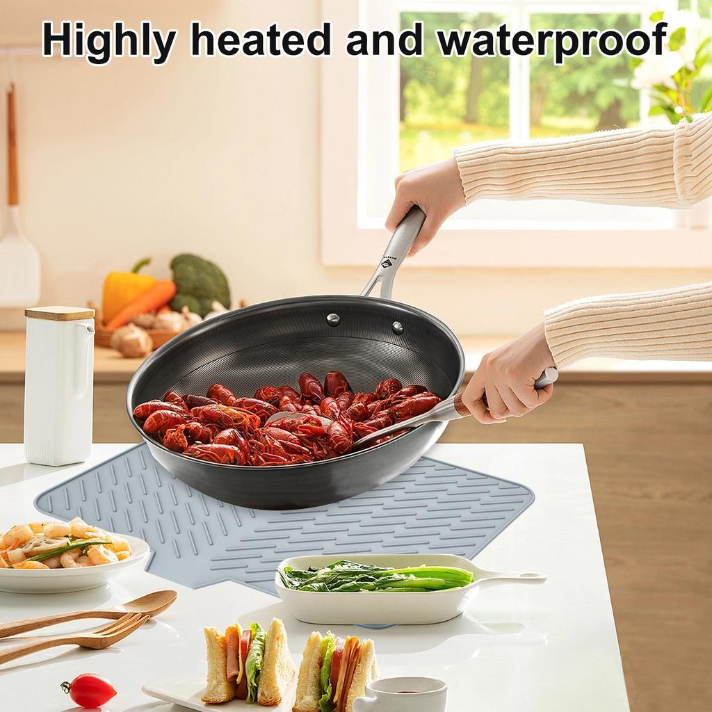 Силиконовый коврик для сушки посуды, подставка для слива воды, коврик для сушки кастрюль и тарелок для кухонной посуды, нескользящие коврики, термостойкие подставки, кухонные принадлежности для столешницы