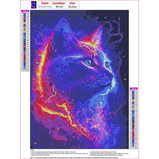 Set Rhinestone Painting Craft Kit Bright Color Cartoon Cat Pattern Picture Art Set