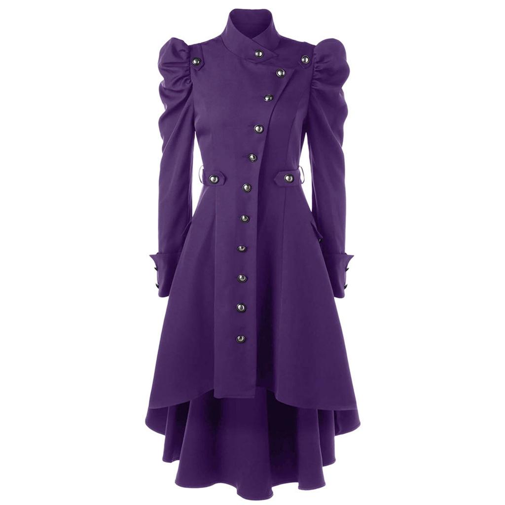 Womens Vintage Steampunk Long Coat Gothic Overcoat Ladies Retro Jacket