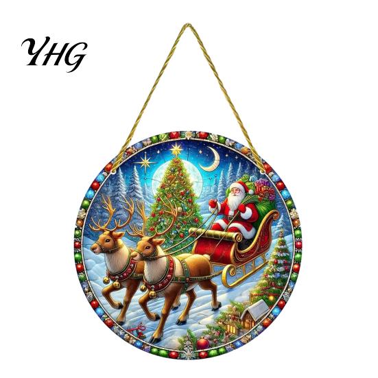 Xmas Porch Hanging Signs Christmas Tree Ornaments, Acrylic Festive Pendants with Lanyard for Gift Tags Holiday Party Home Decoration, Indoor