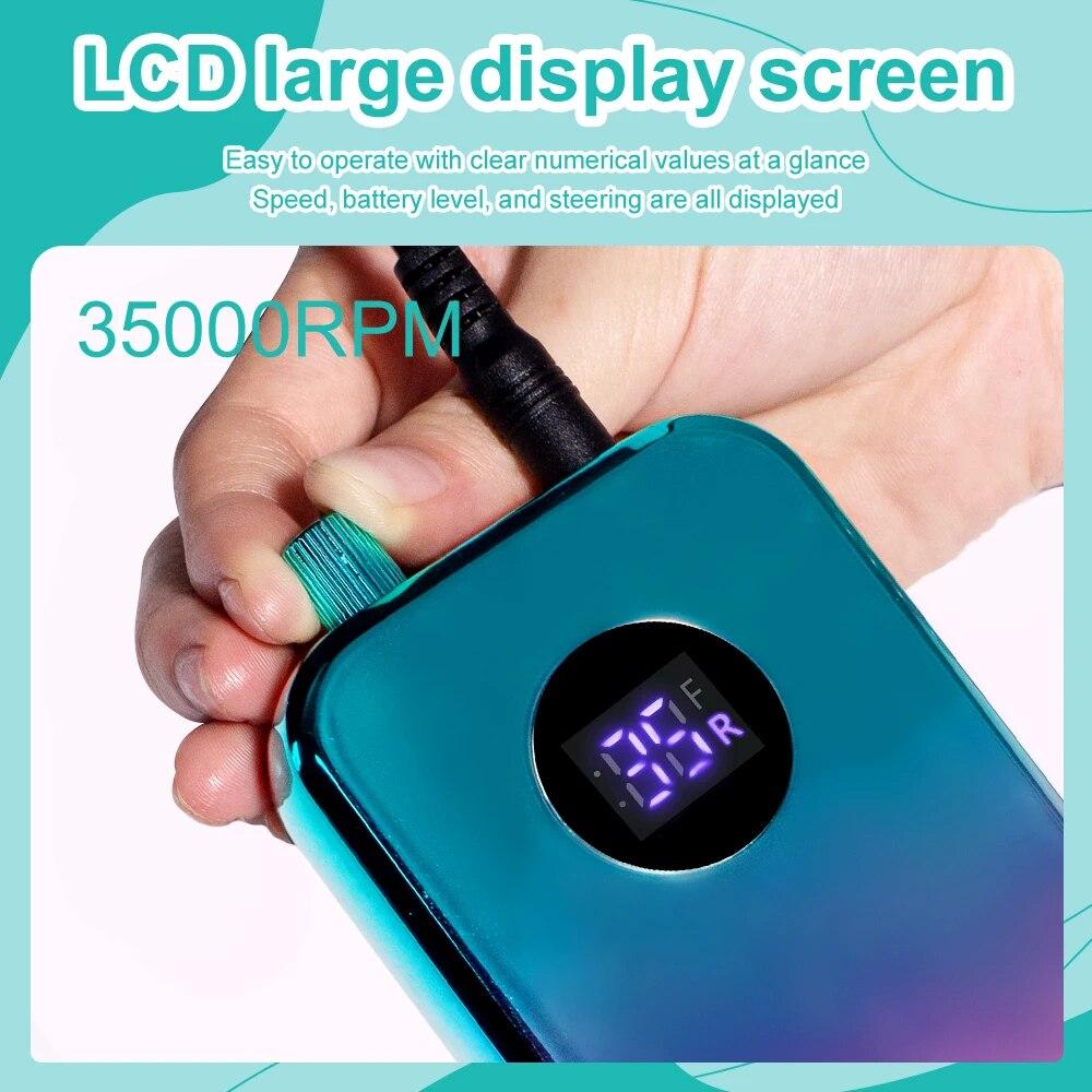 Профессиональная портативная электрическая дрель для ногтей 35000 об/мин, шлифовальная машинка для ногтей, перезаряжаемый инструмент для ногтей