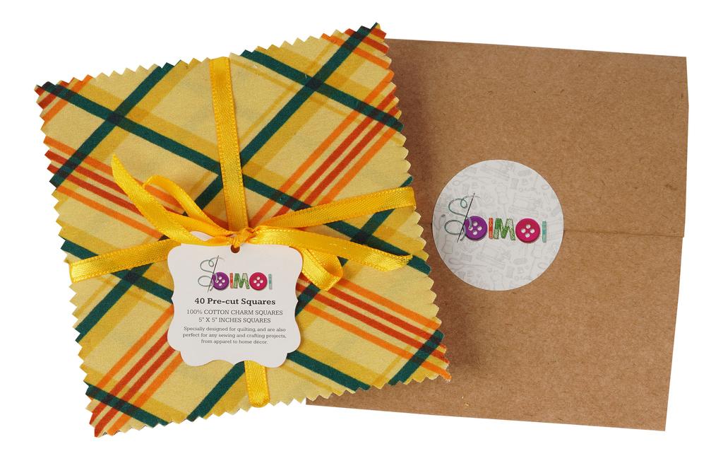 Soimoi Предварительно вырезанная 5-дюймовая хлопчатобумажная ткань с клетчатым принтом и квадратами для квилтинга с подвесками DIY Лоскутное шитье Ремесло-