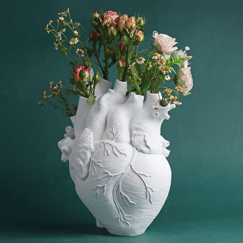 Anatomical Vase Resin Ornaments Art Style Flower Plant Container Heart Shape Flower Vase  Farmhouse