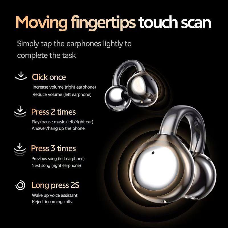 UYUXIO Wireless Earbuds BT 5.4 Clip on Earphone with 72H Play Time XP7 Waterproof Long-Battery Life Over Ear Buds for Sport