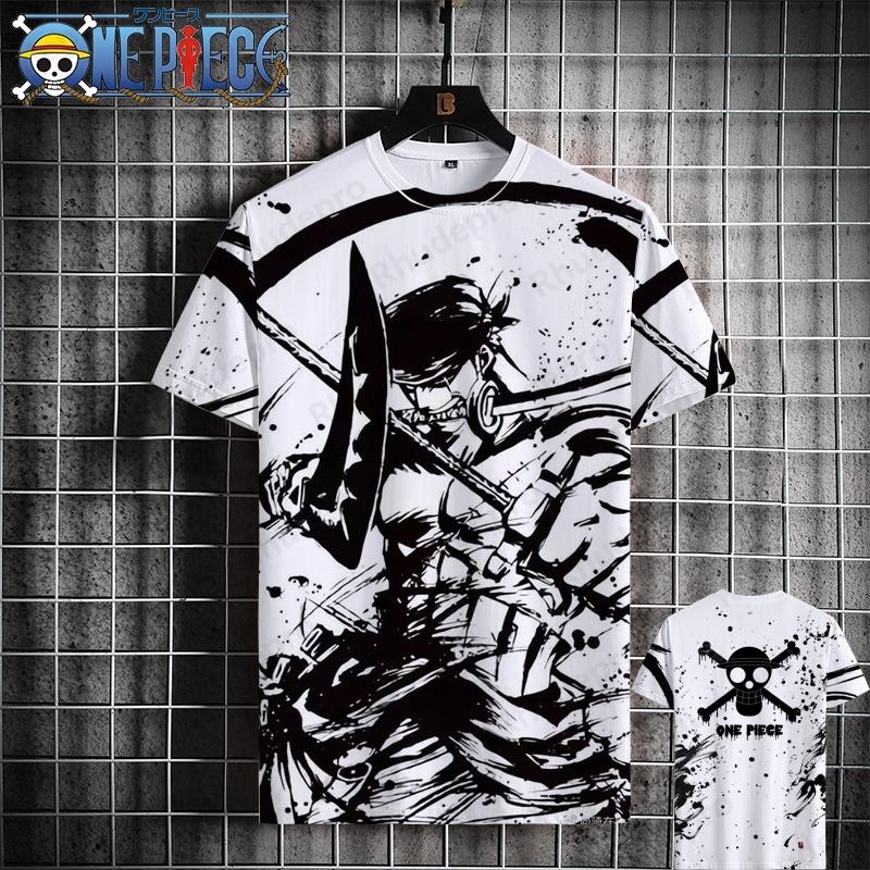 Мужская футболка One Piece Повседневная футболка с коротким рукавом Принт с аниме-персонажем Модная уличная одежда