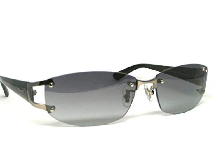 Солнцезащитные очки Police POLICE SPLC60J 568N 59 с защитой от ультрафиолета, без оправы, двухточечная японская модель 2021 года, овальная титановая комбинированная оправа, блестящий серый цвет