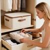 Clothes Storage Bins Foldable Large Capacity Breathable Cloth Box Cloth Storage Cubes for Sweater Towel Dress Home Living Room