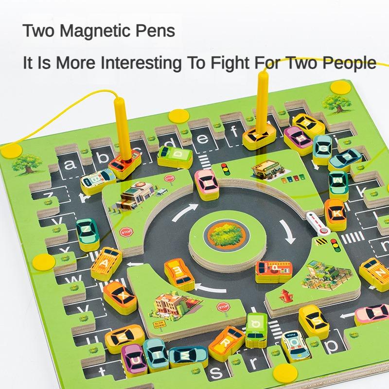 Магнитная доска для сопоставления букв, лабиринт для парковки, распознавание цветов, тренировка правильного захвата ручки, координация рук и глаз, игрушки-головоломки Монтессори